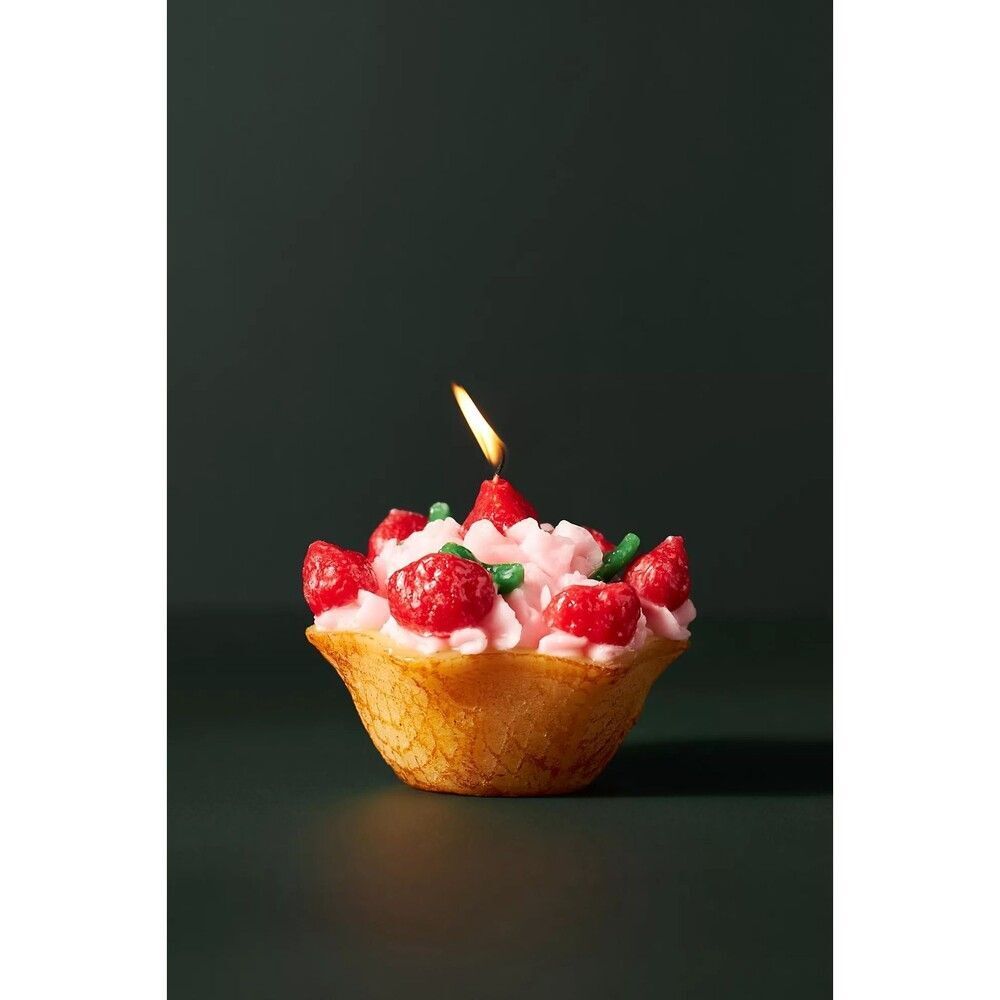 Anthropologie NEW Strawberry Waffle Cake Dessert-Shaped Wax Candle